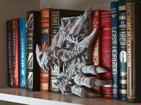 Dragon Book Nook | Fantasy Book Shelf Decor or Bookends | 3d