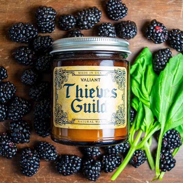 Thieves Guild Soy Wax Candle | Geek Gift | Dungeons & Dragons | Rogue | Gamer Candle | Tonka | Anise | Black Currant | Blackberry | Basil