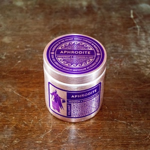 Aphrodite Candle | Greek Mythology | Coconut Soy Wax Candle with Wooden Wick | Goddess of Love | Smells Like Hydrangea and Grapefruit
