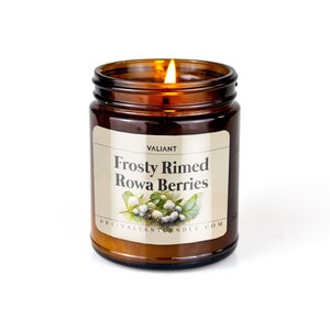 Frosty Rimed Rowa Berries | Elden Ring | Geek Gift | Gamer Candle | Pine | Juniper | Citrus | Currant Berries | RPG | Soy Wax | Amber Jar