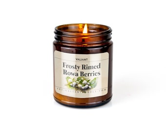 Frosty Rimed Rowa Berries | Elden Ring | Geek Gift | Gamer Candle | Pine | Juniper | Citrus | Currant Berries | RPG | Soy Wax | Amber Jar