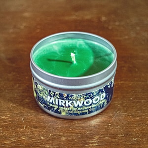 Vela Mirkwood / Vela de cera de soja perfumada inspirada en Tolkien / Huele a bosque oscuro profundo