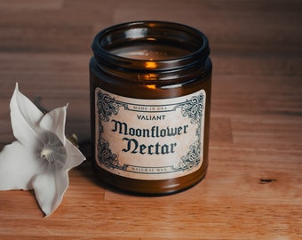 Moonflower Nectar Candle | Soy Wax Candle in Amber Jar