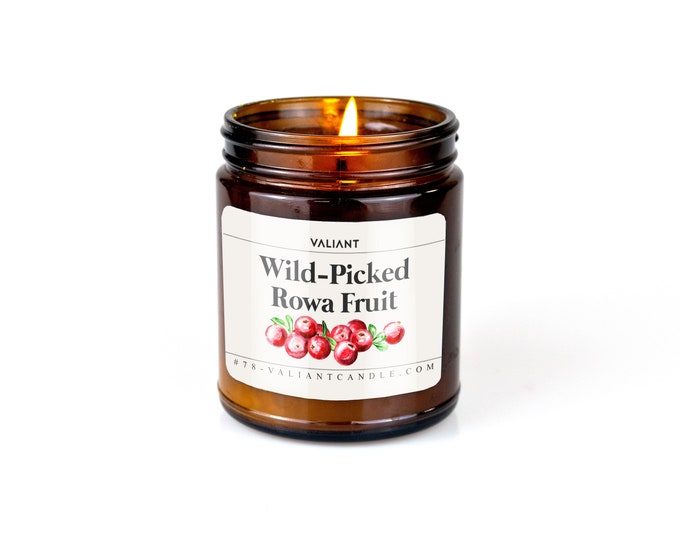 Wild-Picked Rowa Fruit Candle | Geek Gift | Elden Ring | Gamer Candle | Pine | Cranberry | Red Currant Berries | RPG | Soy Wax | Amber Jar