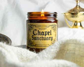 Chapel Sanctuary Soy Wax Candle | Geek Gift | Dungeons & Dragons | Cleric | Paladin | Frankincense | Myrrh | Amber