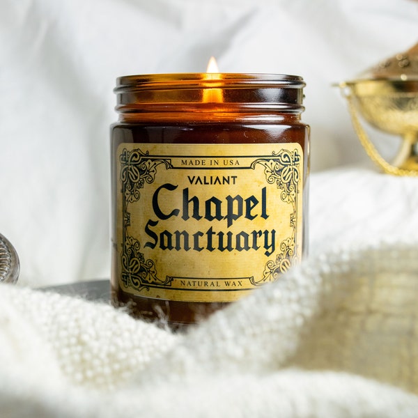Chapel Sanctuary Soy Wax Candle | Geek Gift | Dungeons & Dragons | Cleric | Paladin | Frankincense | Myrrh | Amber