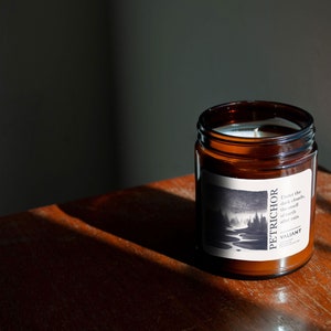 Petrichor The smell of earth after rain Soy Wax Candle in Amber Jar image 2