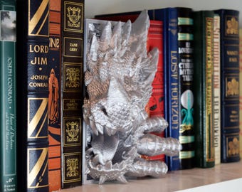 Dragon Book Nook | Fantasy Book Shelf Decor or Bookends | 3d