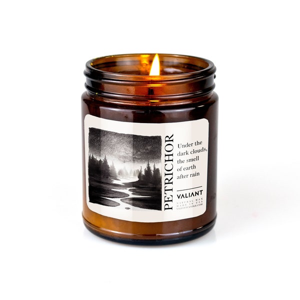 Petrichor | The smell of earth after rain | Soy Wax Candle in Amber Jar