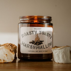 Roasty Toasty Marshmallow Candle | Soy Wax Candle in Amber Jar | Marshmallow | Campfire | Camping Candle