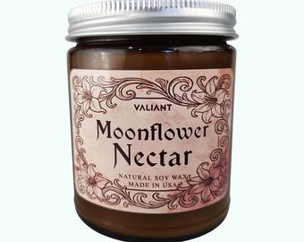 Moonflower Nectar Candle | Soy Wax Candle in Amber Jar