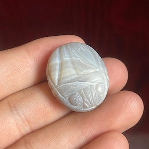Bellissimo antico agata egiziana bambino scarabeo amuleto intaglio sigillo timbro perlina