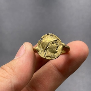 Ancient Bronze Bactrian Coin Ring: Authentic Artifact Jewelry