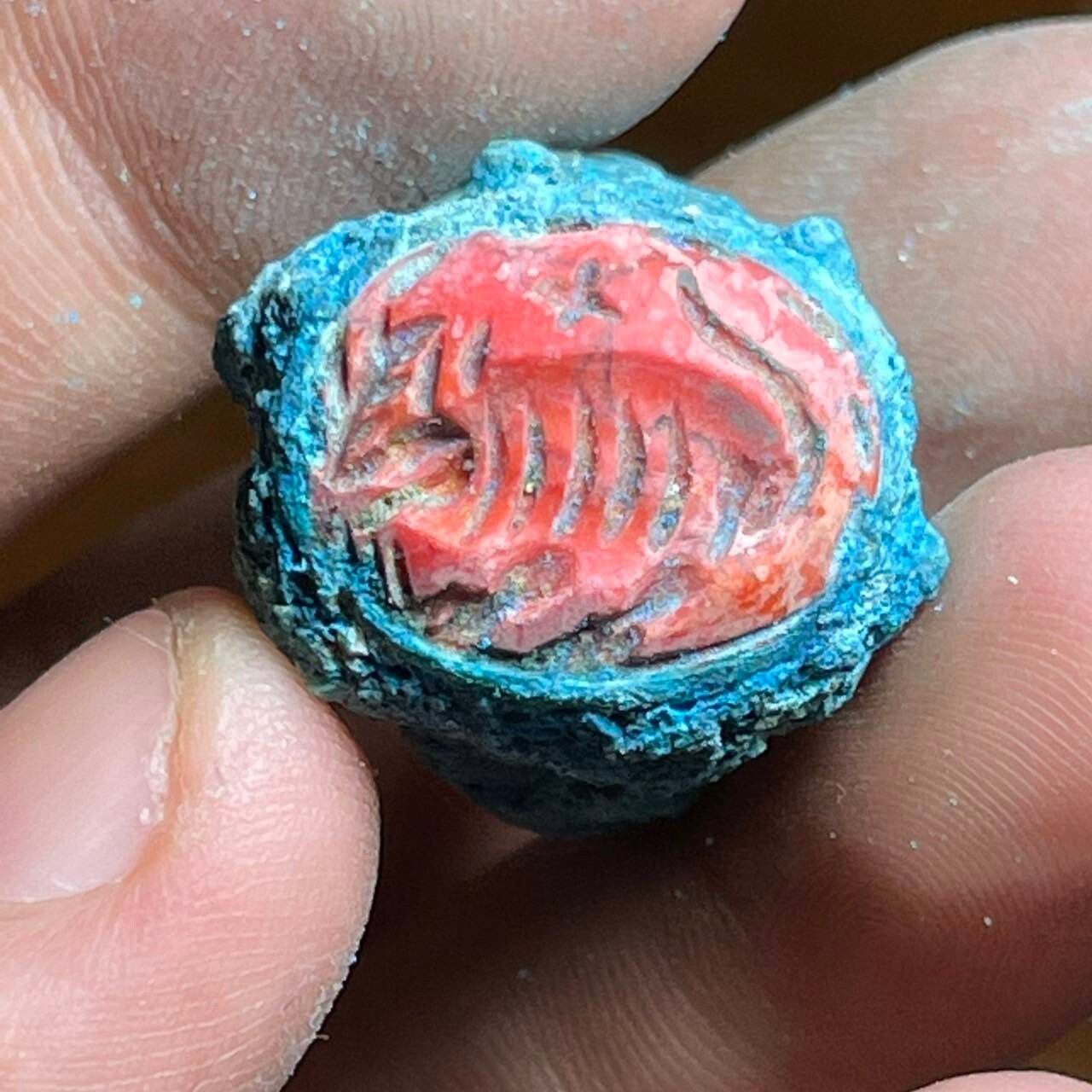 古代青銅の凹版印章リング：近東ハワイット石 - Etsy 日本