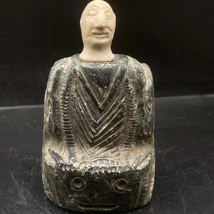 Unique Ancient Bactrain Kingdom Chlorite Margiana Seated Stone Idol Statue