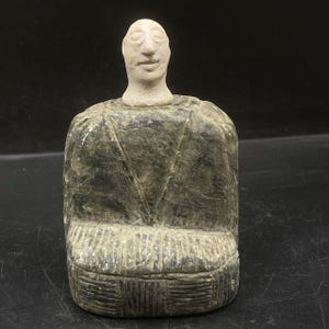Extremely Rare Ancient Bactrain Kingdom Chlorite Margiana Seated Stone Idol Statue