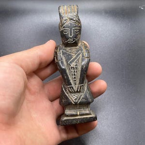 Unusual Antique Central Asia hard stone carving Warrior Statue