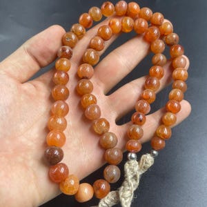 Old Carnelian Agate Beads: Middle Eastern Haqiq Talisman Necklace