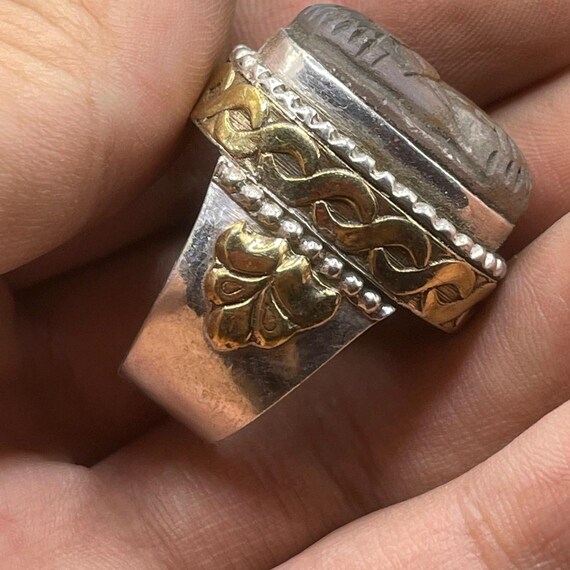 Ancient Roman Solid Silver Ring With old Carnelia… - image 2