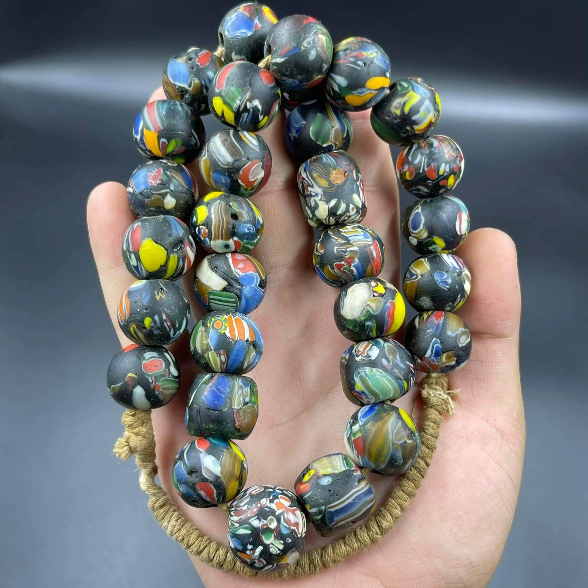 Unique Beads Roman Mosaic Glass And Agate Stone Beads Beautiful Necklace