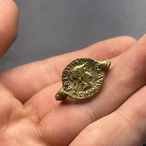 Ancient Bronze Bactrian Coin Ring: Authentic Artifact Jewelry