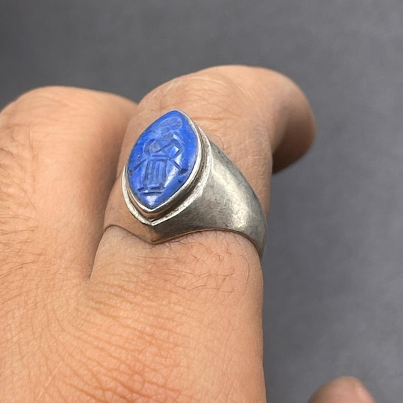 Ancient Roman Solid Silver With natural Lapis laz… - image 2