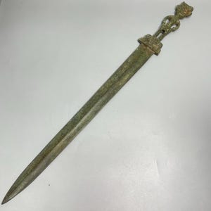 Collectable Ancient Near east old bronze large large sword human engravings on handle / ancient sword/antique sword/bronze sword/ ancient sw