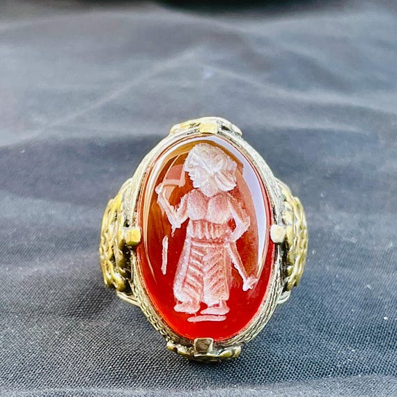 Antique Afghanistan Solid Silver Carnelian Agate … - image 1