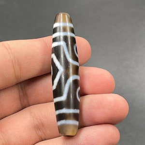 Alte Indo Tibetische Achat Dzi Perle: 3 Augen Amulett