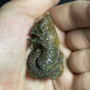 Very Unique Antique Near Eastern Old Bronze Rare Ring In The Form Of A Dragon Figure