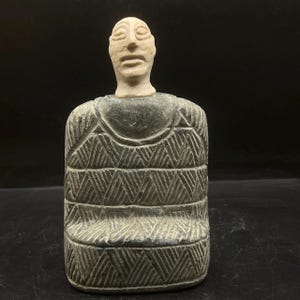 Unique Ancient Bactrain Kingdom Chlorite Margiana Seated Stone Idol Statue