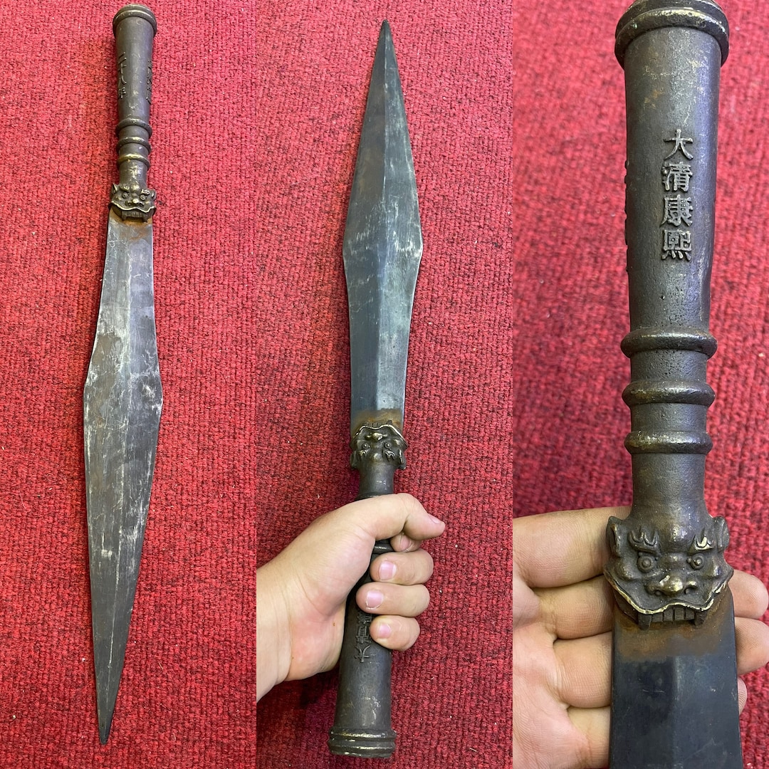 Unique Ancient Chinese Dynasty Bronze Sword With Beast Face and