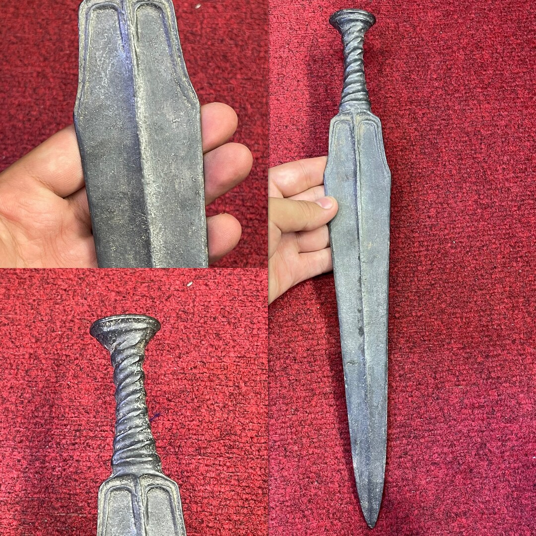 Unique Ancient Roman Bronze Sword Short Sword With Monkey Carved Handle