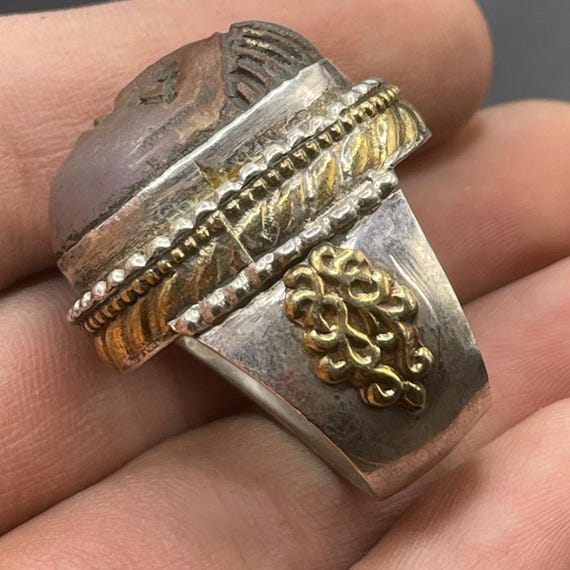 Ancient Roman Solid Silver Ring With Face Carved … - image 8
