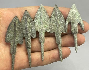 5 Pieces Authentic Ancient Mycenaean Bronze Age Greek Longshot Arrow Heads War Relic