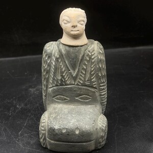 Unique Ancient Bactrain Kingdom Chlorite Margiana Seated Stone Idol Statue