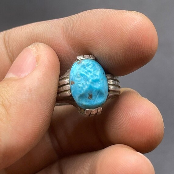 Ancient Roman Solid Silver With Natural Turquoise… - image 6