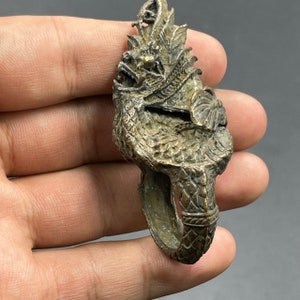 Old Bronze Dragon Ring: Near Eastern Carved Ring