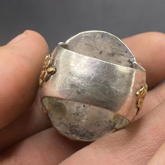 Ancient Roman Solid Silver Ring With Face Carved … - image 3