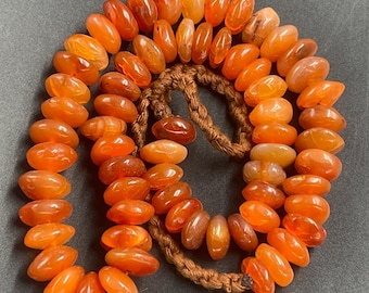Lot De Perles Vintage - 430 Perles En Verre Carré Orange Carotte - Ancien - France