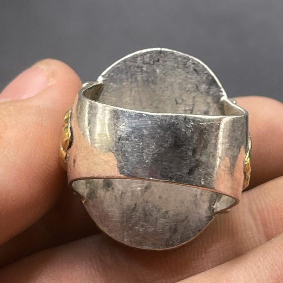 Ancient Roman Solid Silver Ring With Face Carved … - image 4