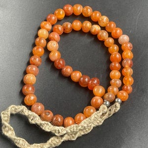 Old Carnelian Agate Beads: Middle Eastern Haqiq Talisman Necklace