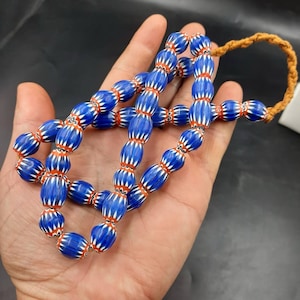 Antique Venetian Blue Glass Trade Bead Necklace