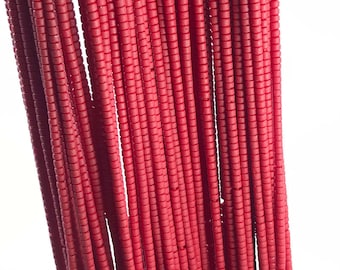 Afghan Red Glass Seed Beads: Heishi Cut Ethnic Beads