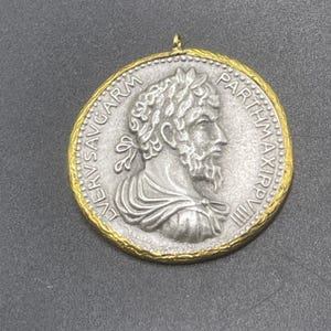 Unique Antique Old Roman, Greek Bronze Solid Coin Gilded Brass Coin Pendant Wearable
