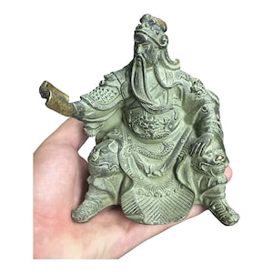 Ancient Chinese Bronze Gilded King Statue