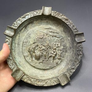 Ancient Roman Greek Bronze Plate: Unique Historical Scene