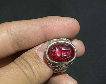 Bague Ancienne En Argent Massif 925 Avec Pierre Rose Topaze - Taille 56 Occasion TBE