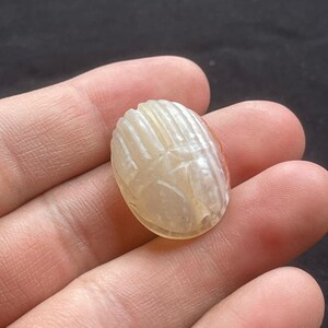 Bellissimo antico corniola egiziano bambino scarabeo amuleto intaglio animali sigillo timbro perlina