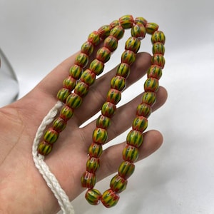 Vintage Venetian Trade Bead Necklace: Antique Red Chervan Beads